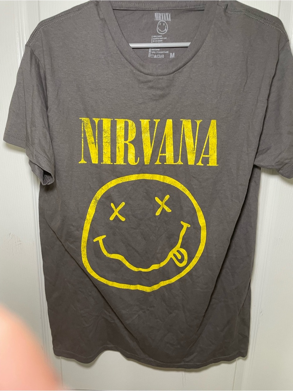 NIRVANA Gray T-Shirt with Yellow Smiley Logo